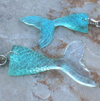 Mermaid Tail Glitter Resin Keychain Charms