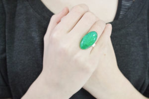 Resin Glitter Rings-green oval final photo