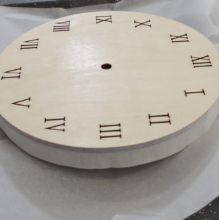 Wood and Resin Clock - set up disposable cup to raise the clock face above the work surface