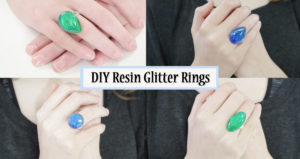 diy resin glitter rings social media image