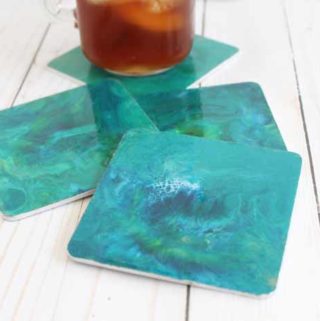 Poured Resin Marble Coasters