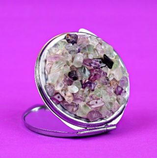 Chip Bead Embellished Mirror Compact