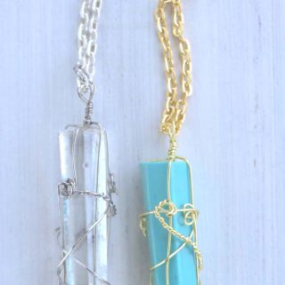 resin crystal necklace wire wrapped jewelry diy (1)