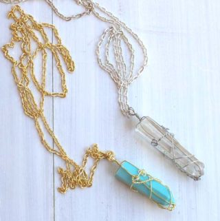 Resin Faux Crystal Wire Wrapped Pendant Necklace DIY