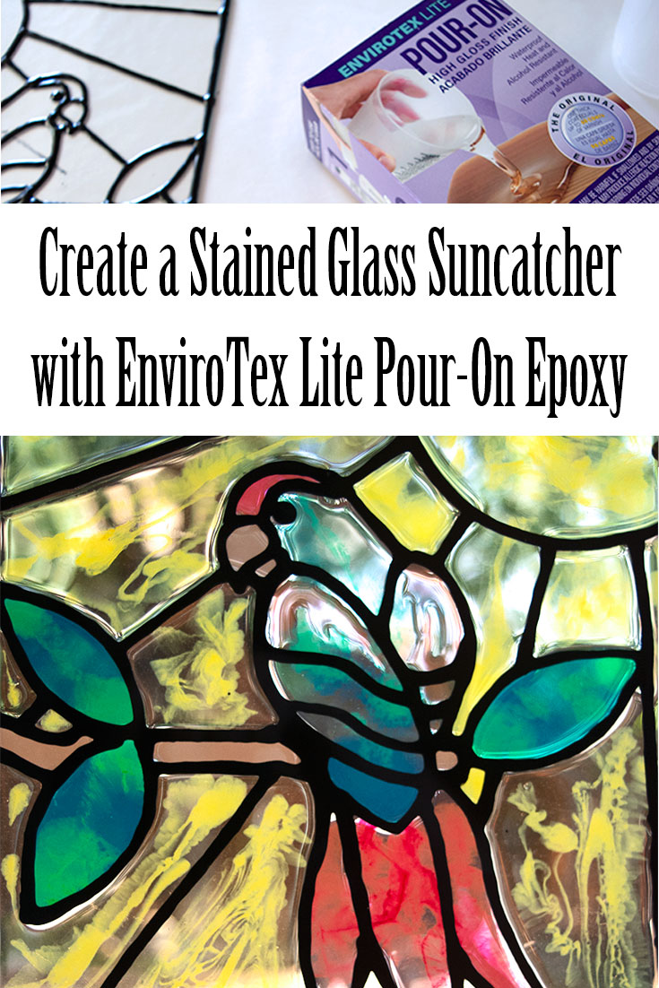 Custom stained glass is difficult to make & pricey! Make your own faux stained glass suncatcher easily with EnviroTex Lite #resincrafts #suncatcher #stainedglass via @resincraftsblog