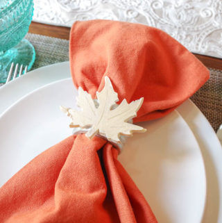 DIY Autumn Leaf Napkin Rings - finished napkin rings