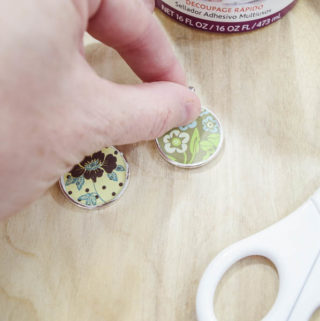 DIY paper and resin pendants - glue paper into bezels
