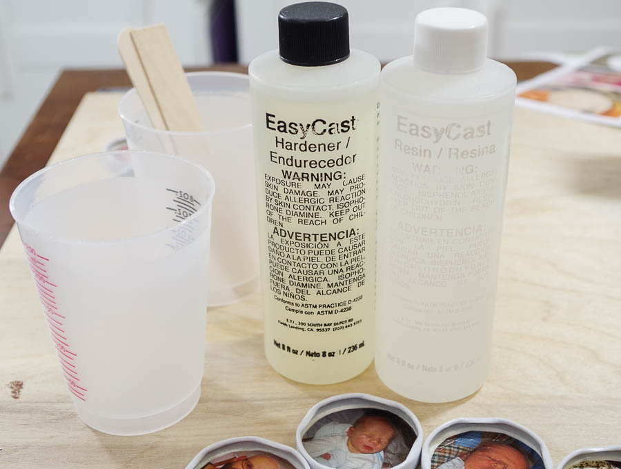 DIY Photo Magnets using resin in milk bottle lids - Get resin supplies ready via @resincraftsblog