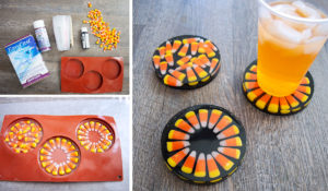 Candy Corn Halloween Coasters