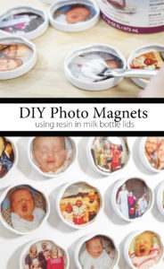 diy photo magnets using resin in milk bottle lids pinterest image