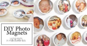 diy photo magnets using resin in milk bottle lids social media image