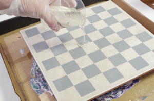 Upcycle Tile to Resin Coated Chess Board - Pour onto Painted Tile