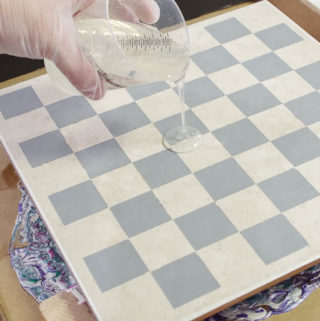 Upcycle Tile to Resin Coated Chess Board - Pour onto Painted Tile