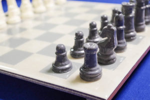 DIY Resin Chess Pieces- closeup of gray pieces
