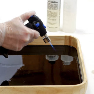 Happy New Year Glitter Resin Tray- put on level surface, pop bubbles with micro butane torch