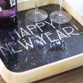 DIY Happy New Year Glitter Resin Tray