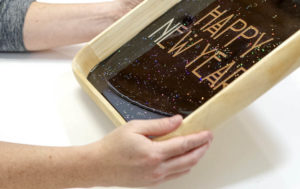Happy New Year Glitter Resin Tray- spread the clear resin