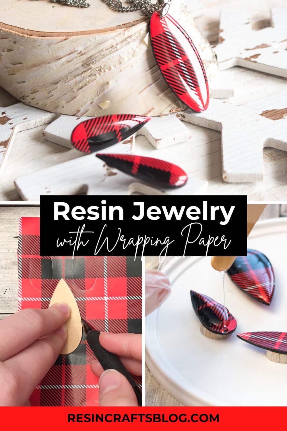 DIY Resin Jewelry made with Gift Wrap via @resincraftsblog