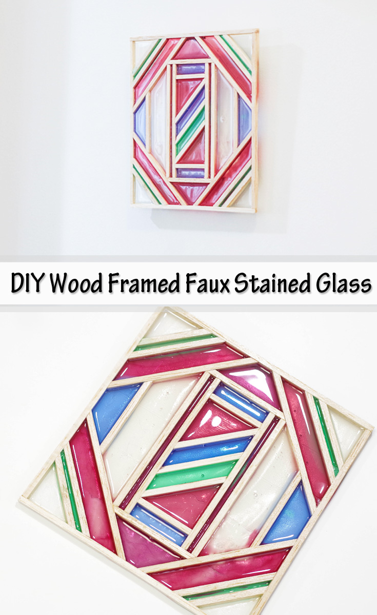 Read all about how I created this DIY Wood Framed Faux Stained Glass artwork using balsa wood and Envirotex Lite resin. It's easy! #resin via @resincraftsblog