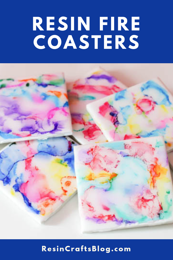 Create colorful coasters with markers, isoprophyl alcohol, and a lighter then coat with EnviroTex Lite® Pour On High Gloss Finish. #resin #resincrafts #giftideas via @resincraftsblog