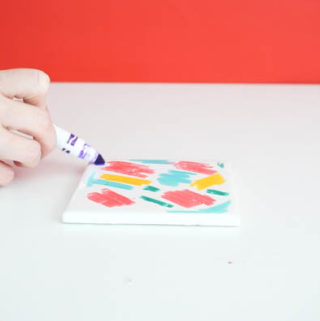 using markers on tile coasters