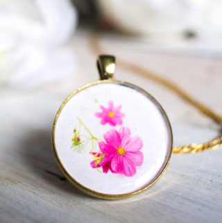 Resin jewelry DIY birth month flower pendant-square