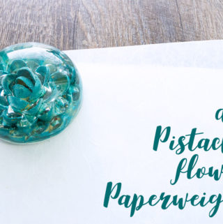 Learn how to use EasyCast Clear Casting Epoxy and Recycled Pistachio Shells to make a beautiful Pistachio Shell Flower Paperweight.