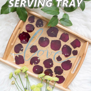 DIY preserved rose petal serving tray resin