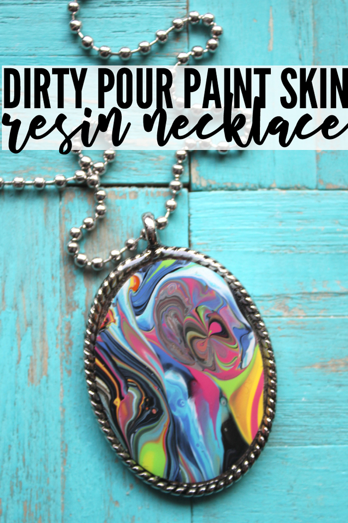 Make a Resin Pendant from Pour Paint Skins.  When pouring, the best parts are left on the plastic under the canvas...upcycle into a pendant! via @resincraftsblog