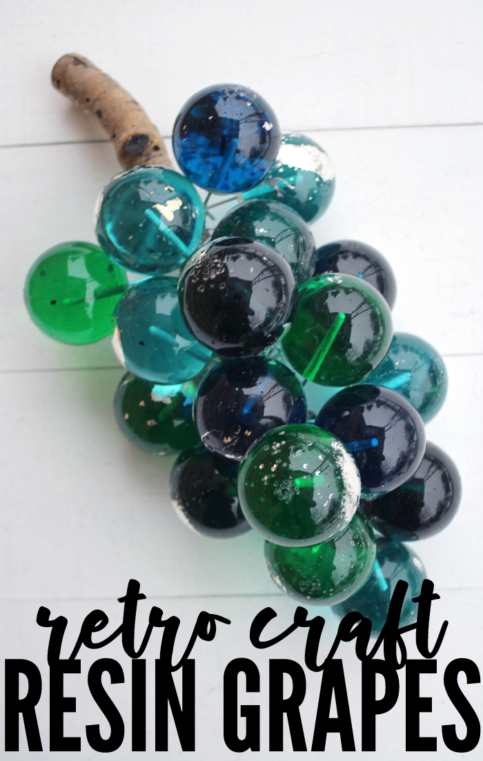 Revive a retro craft with Resin Grapes! Using Christmas ornaments for the perfectly round molds and EasyCast resin. #resincraftsblog #resingrapes via @resincraftsblog