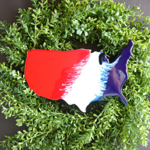 Patriotic farmhouse wreath perfect for a front door in summer