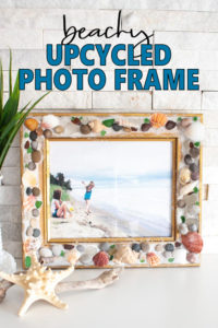 Display those summer memories in an Upcycled photo frame adorned in shells, sea glass, pebbles and sand!