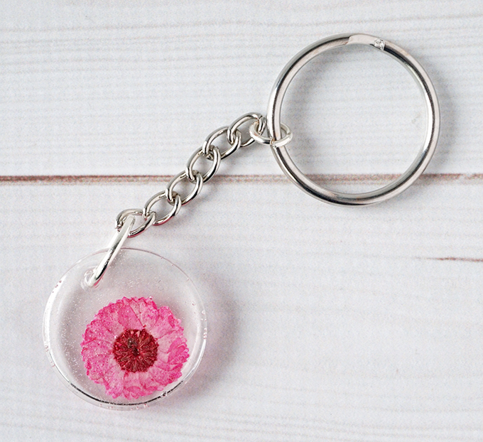 Pink Floral Keychain Bracelet Set-Durable Long lasting Resin Keychain Set