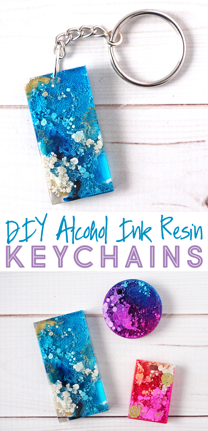 DIY Alcohol Ink Resin Keychains via @resincraftsblog