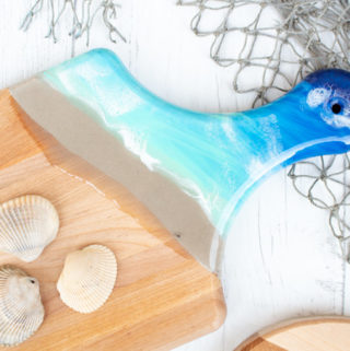 DIY coastal-inspired cutting boards with resin