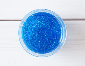 Blue resin mixed with glitter