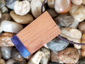 Blue resin wood pendant