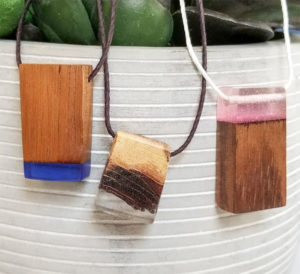 Resin and wood pendant