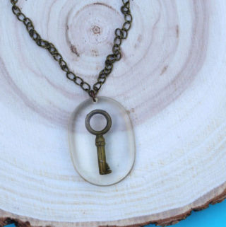 skeleton key encased in resin necklace (5)