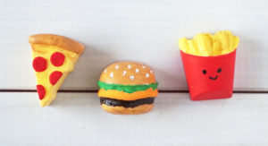 Painted resin junk food pieces