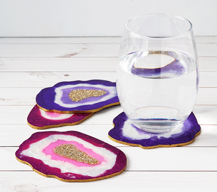 DIY Faux Agate Coasters with Glass