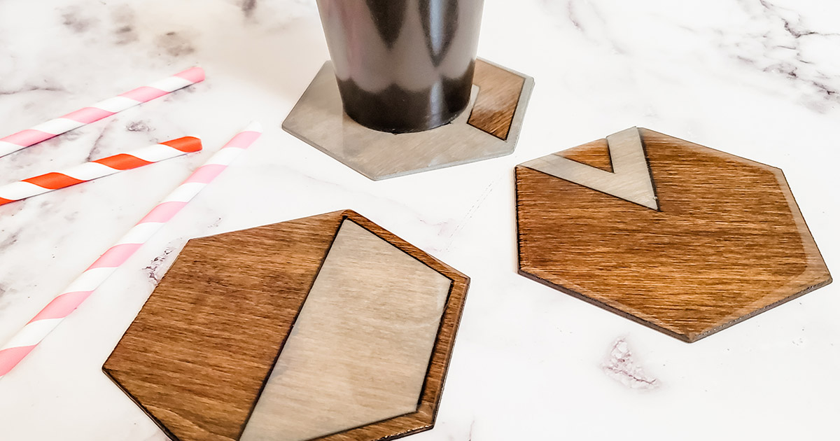 Hexagon Wood Coasters with Resin