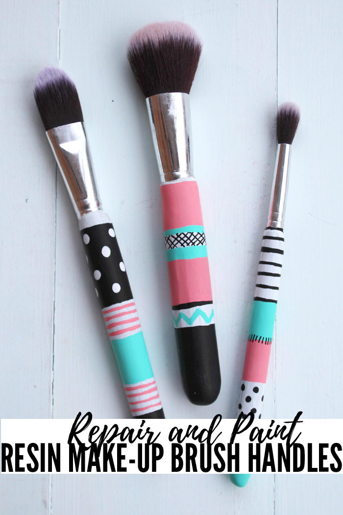 Cover make-up brush handles in EasySculpt resin and paint them fun colors and patterns. Perfect for updating old brushes or making a custom gift! #resincraftsblog #resin #resincrafts via @resincraftsblog