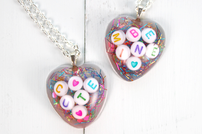 Conversation Hearts Resin Valentine Necklace DIY