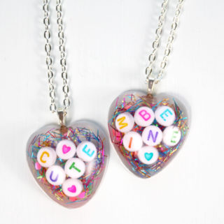 Conversation Hearts Resin Valentine Necklace DIY