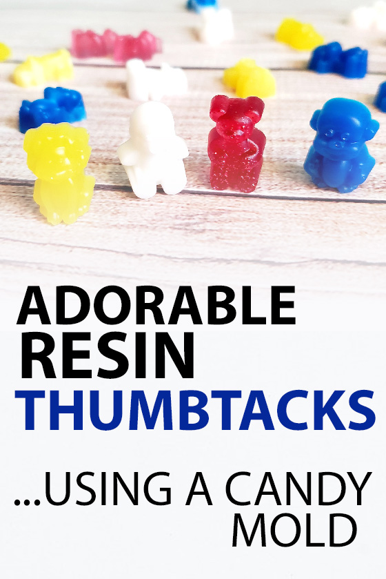 Cute resin thumbtacks made with a silicone candy mold.  via @resincraftsblog
