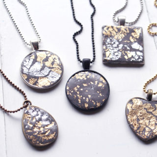 jewelry clay gold silver leaf necklaces diy (1)