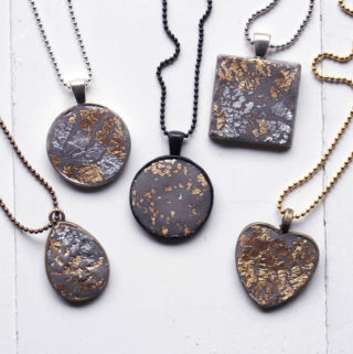 Jewelry Clay Gold Leaf Necklaces DIY