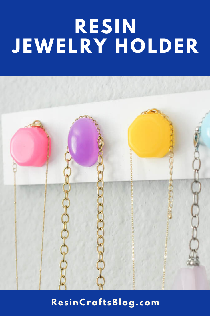 Create a DIY resin jewelry holder using knob molds, acrylic paint, and EasyCast Clear Casting Epoxy. #resin #resincrafts #resincraftsblog via @resincraftsblog