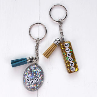Glitter Resin Keychains with Power Words DIY